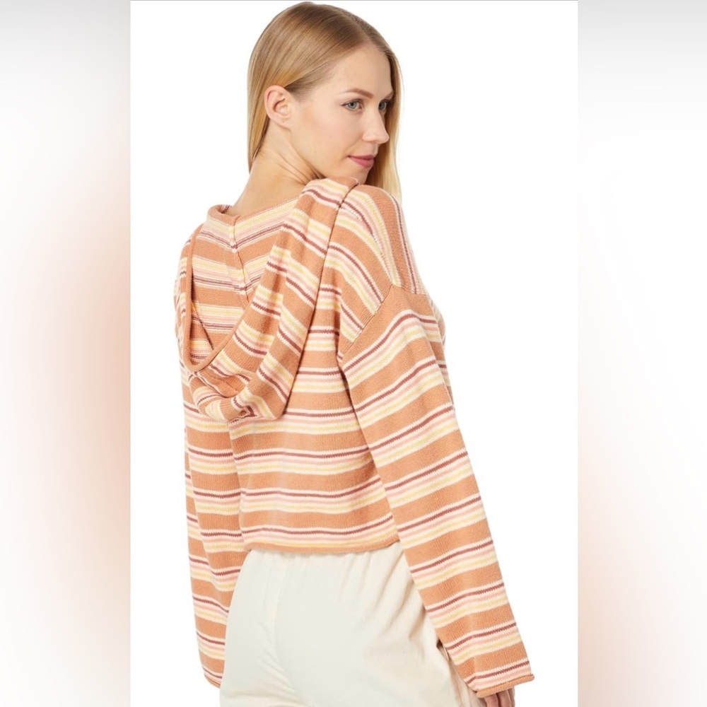 ROXY Striped Cropped Side Swipe Poncho Cropped Hoodie-- NWT-L - Picture 7 of 13